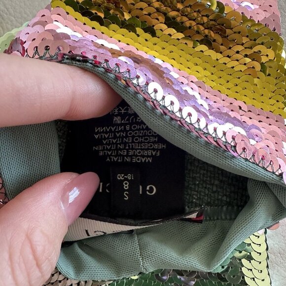 NWT GUCCI Webright Sequin Embellished Multicolor Socks in Aqua Pink $520 size S - Picture 8 of 9